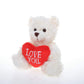Plushland Stuffed Mocha Heart Bear - Plush Bear Toy For Kids & Adults - Embroidered Heart Pillow - Brown-6 Inches (Love You-Cream)