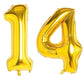 Shopping Time Golden Number Foil Balloons  (32 Inch) (14 Number)