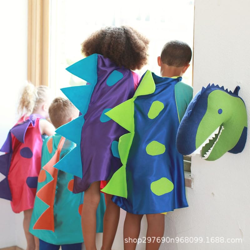 Qiaoniuniu Dinosaur Dragon Cape And Gauntlets Halloween Costume Boy Girl Toddler Dress Up Clothes 2-6 Years Old Color Light Blue