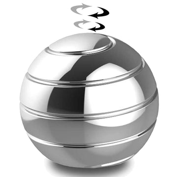 Kinetic Desk Toys,Full Body Optical Illusion Spinner Ball,Gifts For Men,Women,Kids 1.5” Size (Silver)