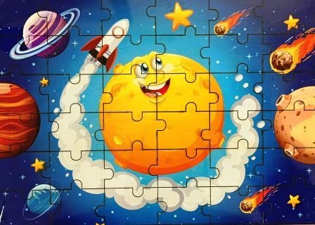 Dubros 2 in 1 (Reversible) Wooden Jigsaw Puzzle Space (36 Pieces)