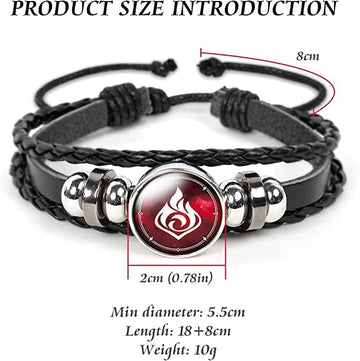 Genshin Impact Bracelet, Anime Luminous Bracelet for Teenager, Fortunate Wristband with 7 pcs Elements Replacement - Fire, Ice,