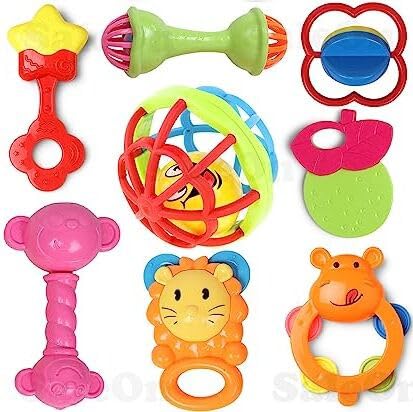 BarodianS Baby Toys Set Of 8 | Multicolor Rattle Toys For Newborns & Infants | Exciting Sensory Stimulation