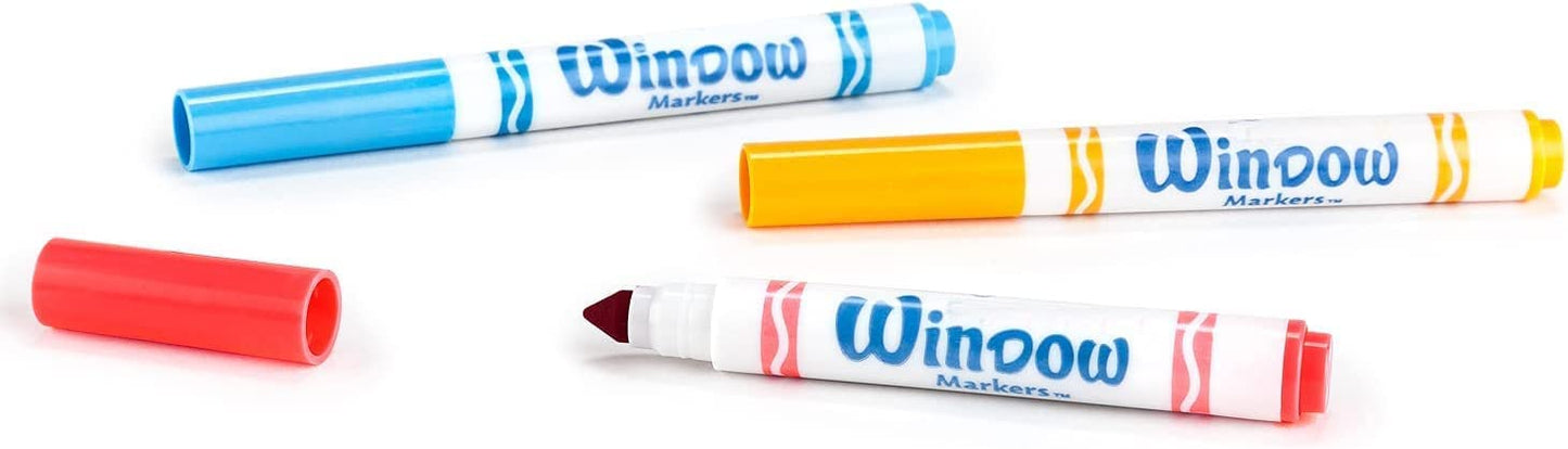 Crayola Window Markers (8 Count), Washable Window Markers for Kids, Works On Glass Surfaces, Fun Gifts for Kids