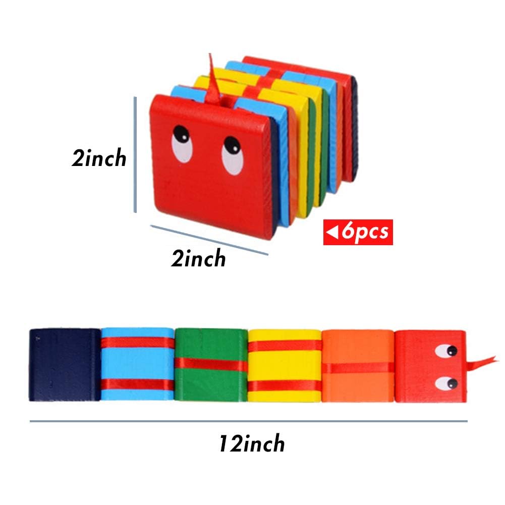 AMOR PRESENT 2PCS Jacob's Ladder Wooden Fidget Toy - Large, Multicolor Classic Toy for Kids