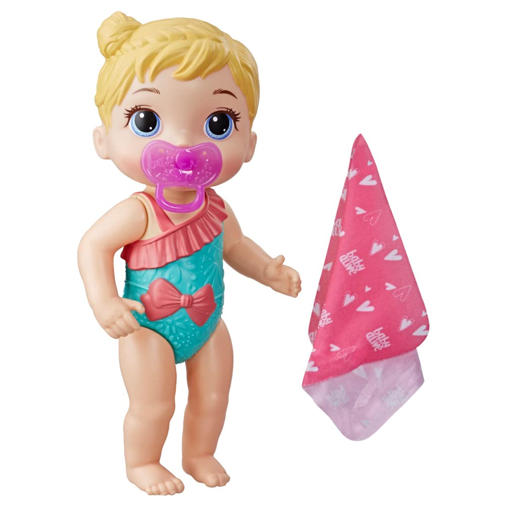 Hasbro Baby Alive Splash 'n Snuggle Doll, Blonde - Small Water Play Doll, Plastic, Model E87215W00