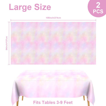 2 Pack Pastel Rainbow Tablecloth Disposable Plastic Table Covers Pastel Rainbow Party Decorations Watercolor Party Table Cloths