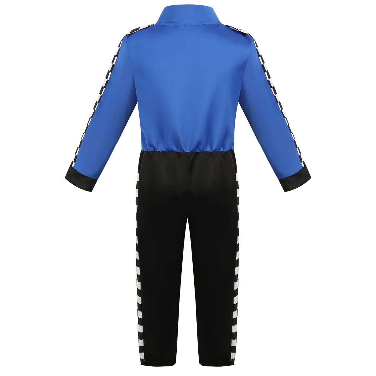 Lmyove Kids Race Car Driver Costume Boys Girls Racing Halloween Play Role Dress Up Racer Jumpsuit And Car Cap Toddler 3-9Y (Medium, Blue)