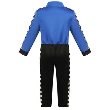 Lmyove Kids Race Car Driver Costume Boys Girls Racing Halloween Play Role Dress Up Racer Jumpsuit And Car Cap Toddler 3-9Y (Medium, Blue)
