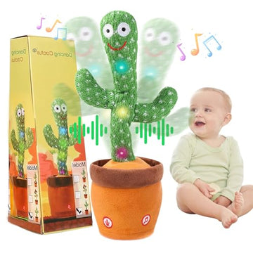 Dancing Talking Cactus Baby Toy, Singing Mimicking Cactus Toy Repeats What You Say, Tummy Time Toy Led Interactive Cactus, Baby 