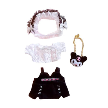 Niannyyhouse 20Cm Plush Doll Clothes Loose Headwear White Shirt Black Skirt Backpack 8In Soft Stuffed Plush Toy Accessories Dres