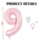 TONIFUL 40 Inch Pastel Pink Number 9 Balloon with Pink Bow Balloon Big Pink Digital 9 Balloon for Girl s Birthday Party Wedding
