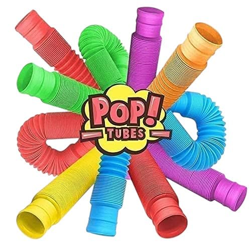 Pop Tubes Fidget Toys For Kids & Adults  Expandable Stretch Sensory Tubes, Colorful Bendable Interactive Stress Relief Toy Set 