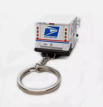 KinsFun USPS Grumman LLV Die Cast Key-Chain Truck, 2.5 Inch, White Metal, 1:72 Scale