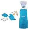 THE STYLE SUTRA 11 Pieces Kids Kitchen Cooking Baking Food Cake Kits, Pretend Play Game Toy Chef Apron Cap Glove Set, Wooden Spo