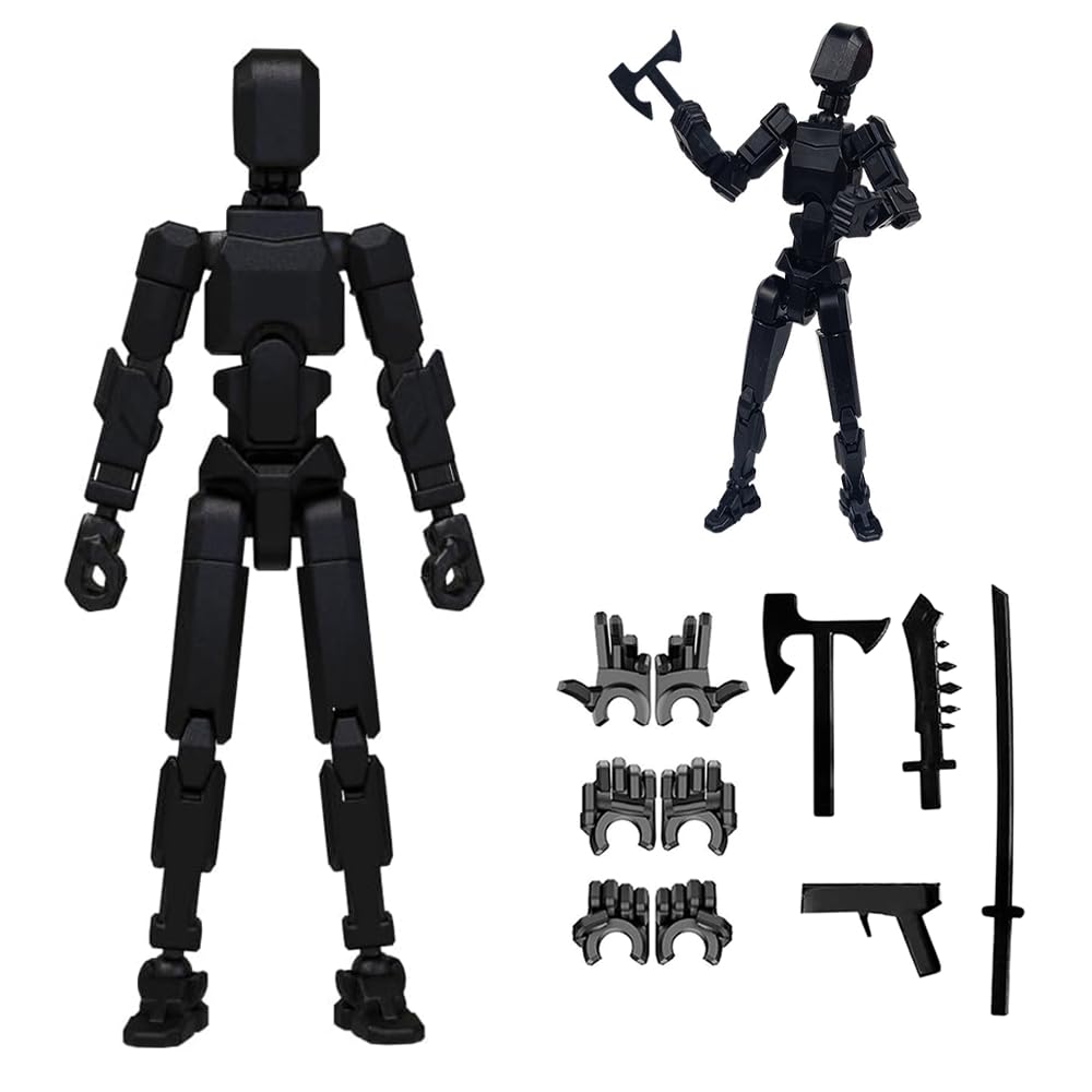 Rugwun Titan 13 Action Figure Lucky Robot 13 Action Figures Funny 3D Printed Multi Jointed Action Figures Nova 13 Action Figure Desktop Decorations Game Gifts for Kids mature-themed (Black)