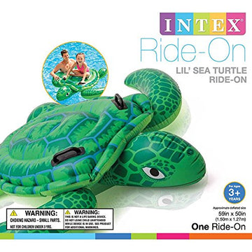 Intex Lil' Sea Turtle Inflatable Pool Float: Animal Pool Toy For Kids – 2 Heavy-Duty Handles – 88Lb Weight Capacity – 59' X 50' – For Ages 3+