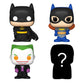 Funko Bitty Pop! Dc - The Joker, 4-Pack - Batman, Batgirl, The Joker And A Surprise Mystery Mini Figure - 0.9 Inch (2.2 Cm) - Dc Comics Collectable - Stackable Display Shelf Included - Gift Idea