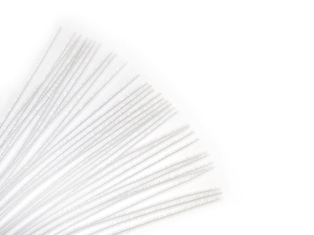 Krafty Kids GC025E, Tinsel Chenille Stems, Glitter Pipe Cleaners, 6mm by 12in, White, 1/4 x 12 X 35 Piece