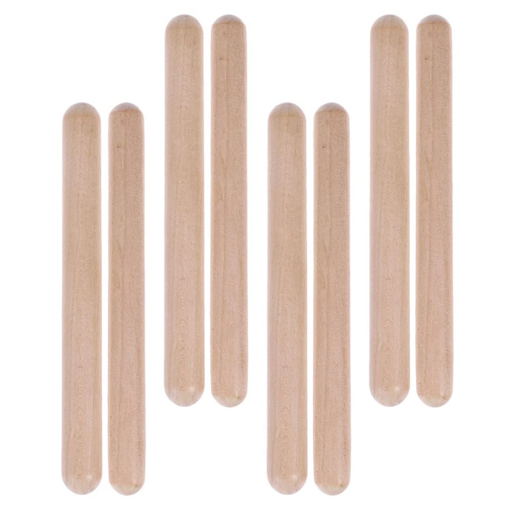 Toyvian 4 Pairs Musical Wood Claves Percussion Rhythm Sticks Rod Musical Early Educational Toy For Women Men Beginner
