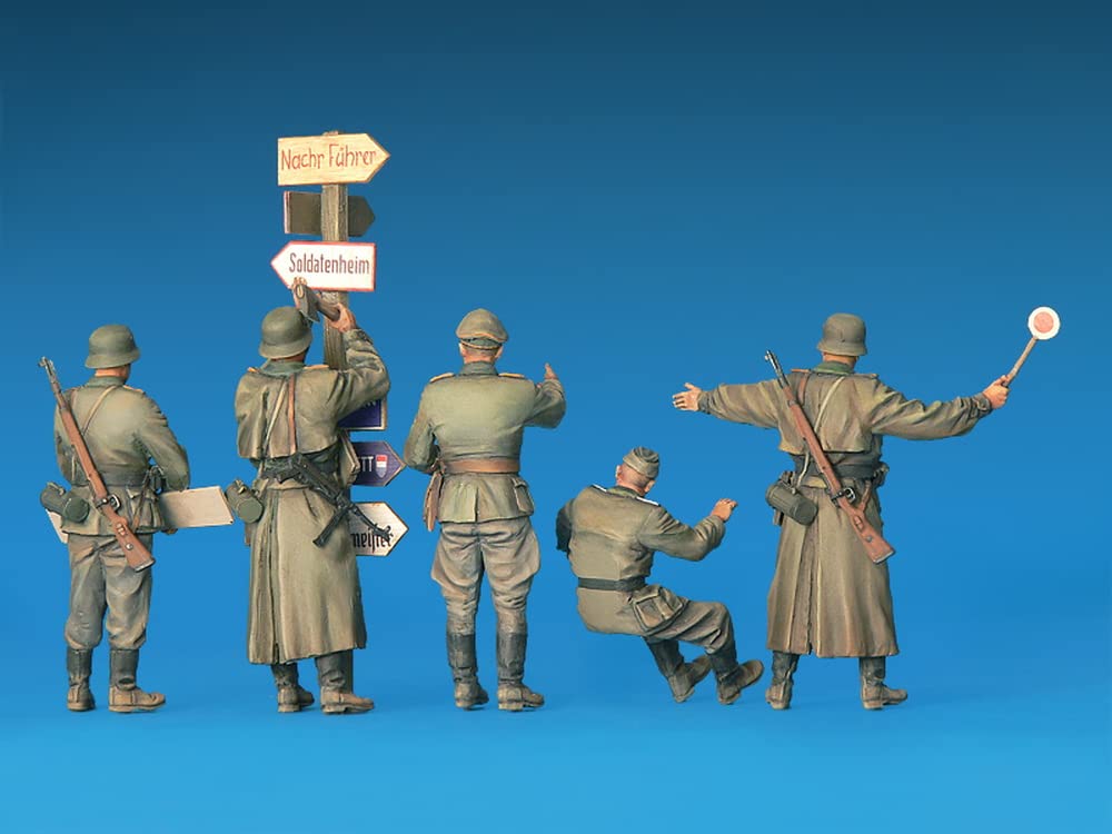 MiniArt 1/35 German Army Field Military Police Model Set - 5 Pieces, 1930-40s, Includes Weapons & Equipment, Various Colors