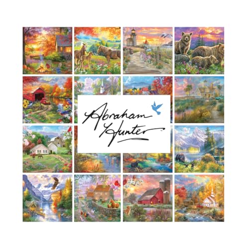RoseArt 1000 Piece Adult Jigsaw Puzzle - Over The River by Abraham Hunter, Multi-Color, Cardboard, Model 6400ZZBL