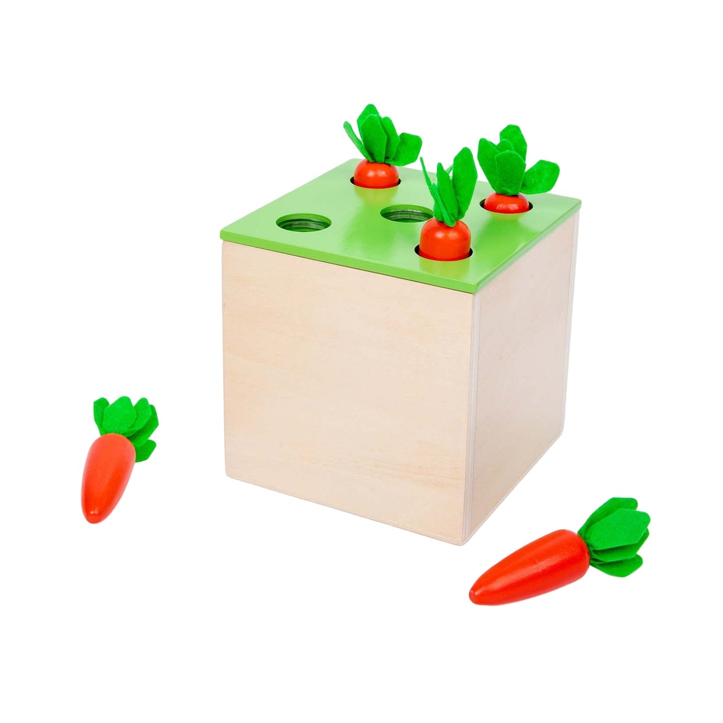 4 in 1 Montessori Play Kit Box - Cotton Swab Board  Coin Box  Carrot Harvest Game  Matchstick Color Drop Game Montessori Toys for Babies 6-12 Months  1 Year  2 Year