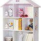 OUKOVOL Wooden Dollhouse Bookshelf 3-Tier Doll House Bookcase Kids Books Toys Storage Organizer Shelves for Children's Bedroom P