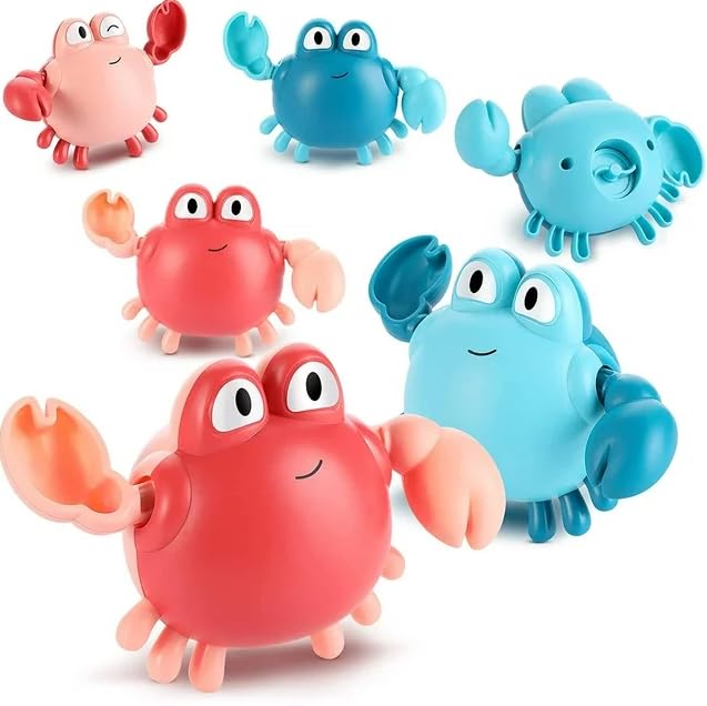 Kolorfish 4 Pieces Crab Bath Toy Wind-Up Swimming Crab Floating Bathtub Pool Toys 4.7 X 3.5 X 2 Inch Water Play Sets For Boys An