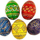 Westmon Works Ukrainian Wooden Pysanky Easter Eggs Handmade And Painted In Ukraine, Set Of 5