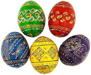 Westmon Works Ukrainian Wooden Pysanky Easter Eggs Handmade And Painted In Ukraine, Set Of 5