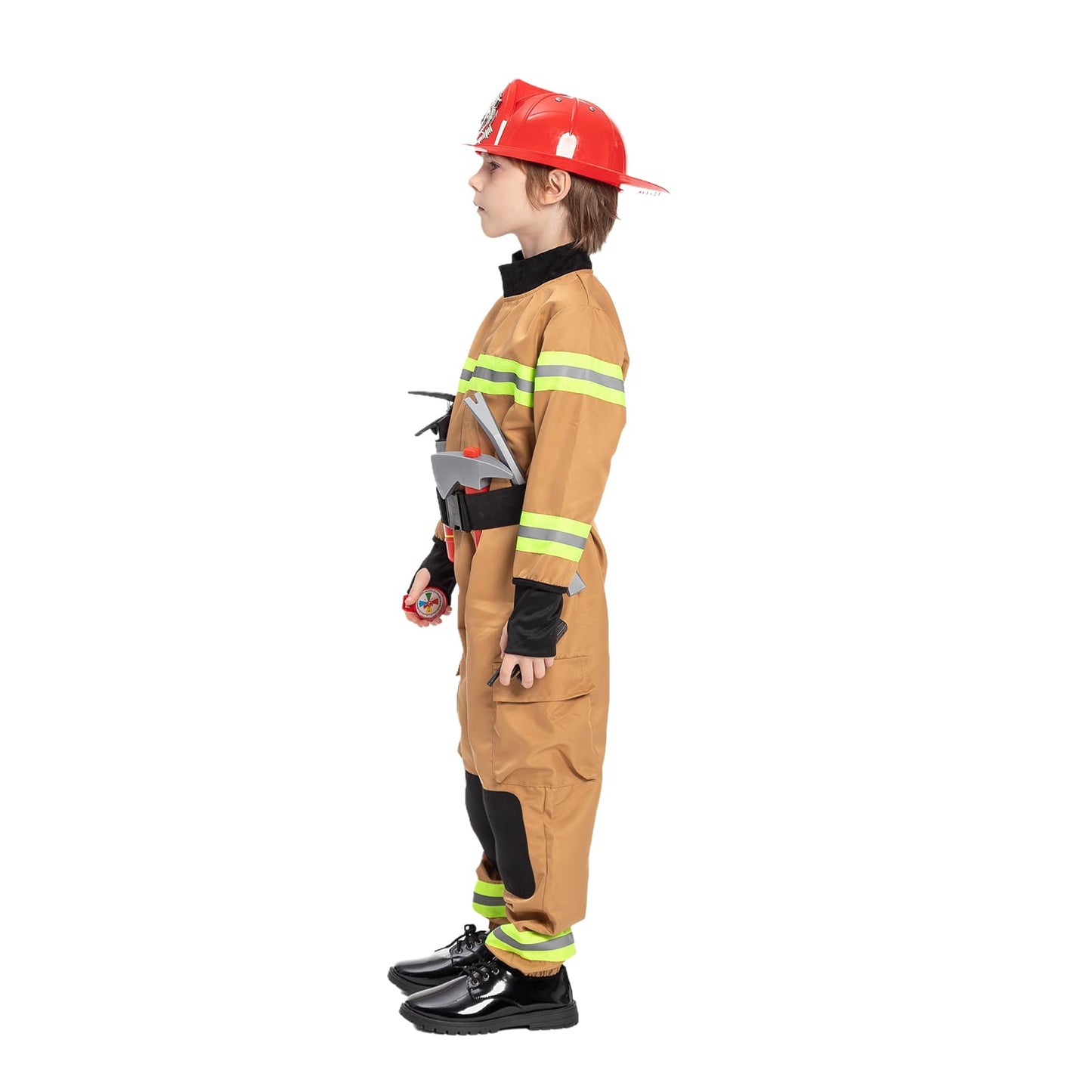 Jazgrom Kids Firefighter Costume For Toddler Fireman Boys Halloween Costumes Dress Up With Accessories Role Play Unisex Brown
