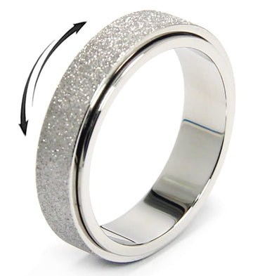 Amorartsky Spinner Ring For Anxiety Relief Fidget: Anxiety Ring For Women Men, Titanium Stainless Steel Spinner Ring, 5 Colors, 6Mm, Size 7, Sandblasted Finished Fidget Ring-Silver