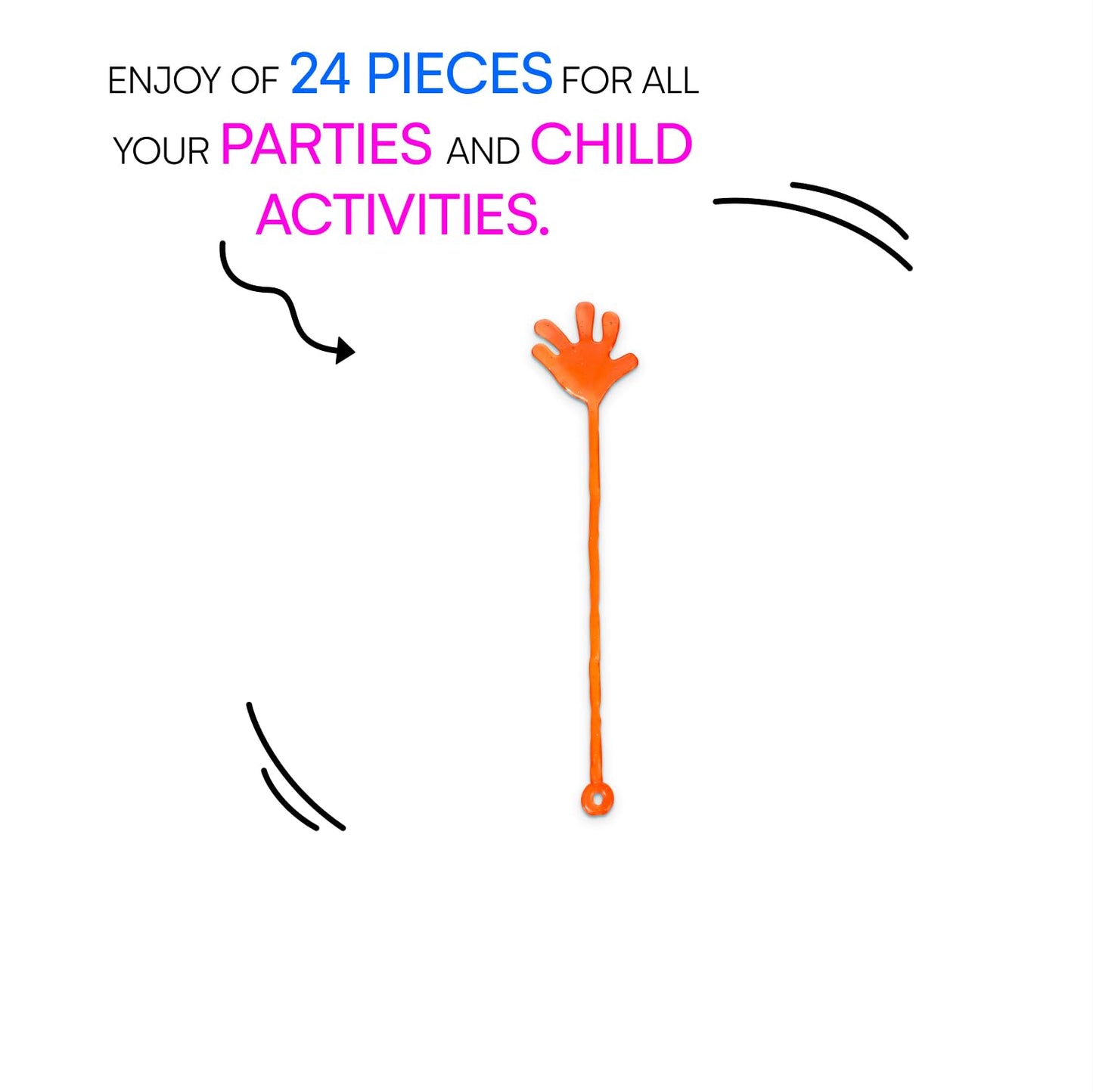 Neliblu Sticky Fingers - Fun Toys - Party Favors - Stocking Stuffers - 24 Count Wacky Fun Stretchy Glitter Sticky Hands, Party F