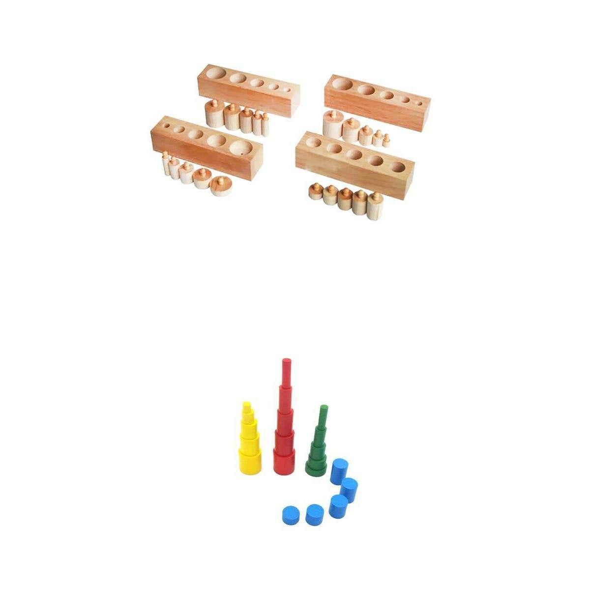 Jazzy Pearls Montessori Sensorial Material Knobless Cylinder Set And Wooden Block Toy Set|Toys & Hobbies | Educational | Other E