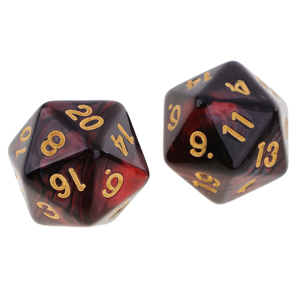 Yiotfandoll 10PCS Polyhedral Dice D20 Dice 20mm Acrylic 20 Sided Dice Game Dice for RPG MTG DND Dice Table Games (Red Blue)