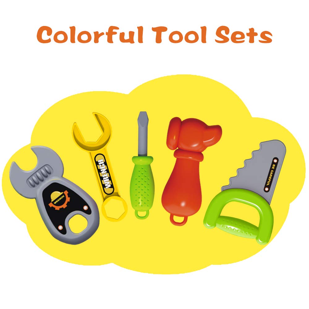 UNIH Kids Tool Sets for Boys Age 2-4 Childs Carpenter Preschool Fixing Tool Kit with Yellow Box, Toys for 2 Year Old