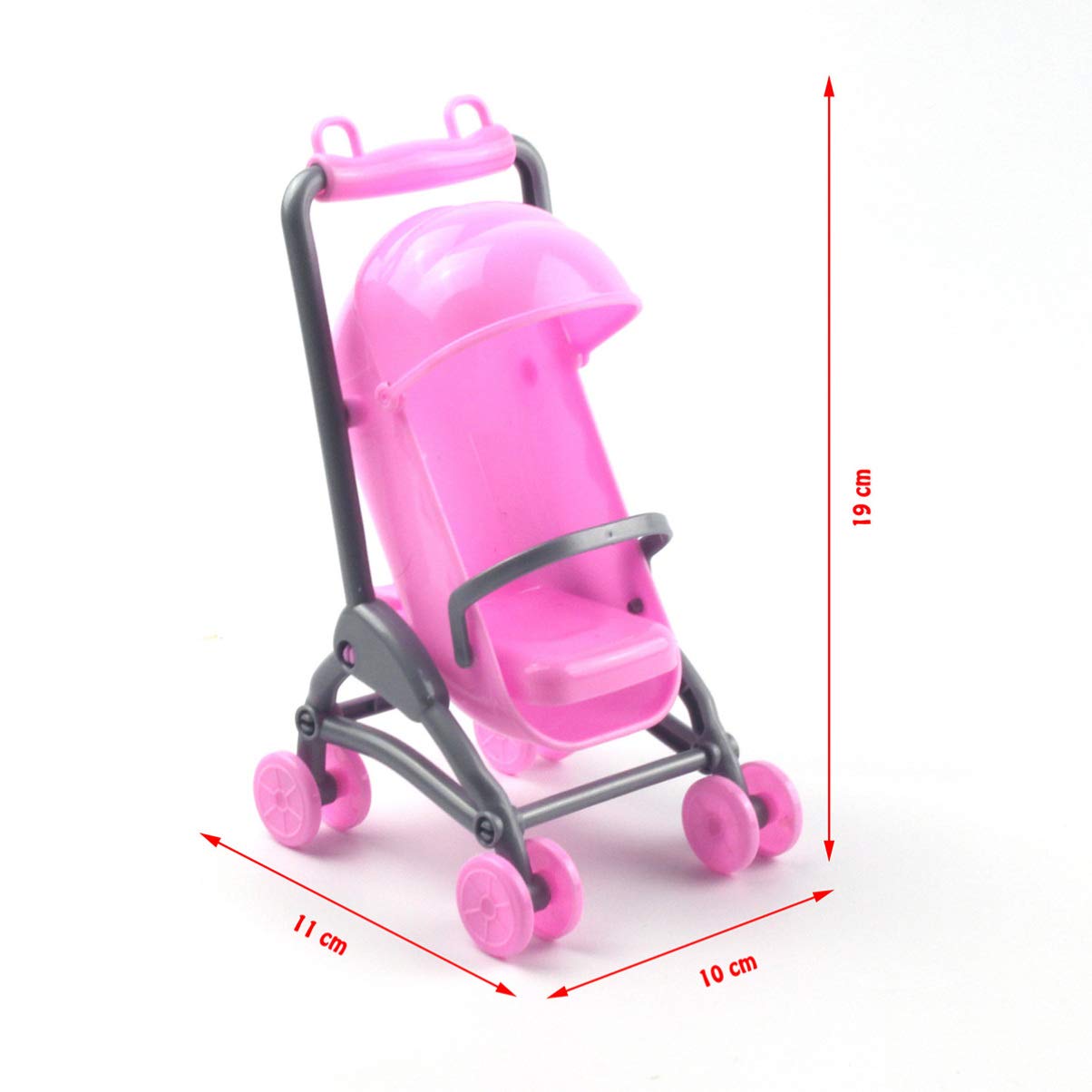 Toddmomy 2Pcs Miniature Stroller Toy Dollhouse Miniature Baby Carriage Plastic Dollhouse Furniture Nursery Doll House Accessorie