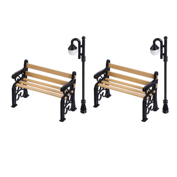 Balacoo Dollhouse Miniature Street Lights Bench Mini Street Lamps Post Lights Pathway Lantern Markers Dollhouse Streetlights Mod