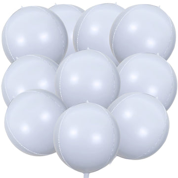 Kalor 10 Pcs 22 Inch White Mylar Balloons, Large 4D Giant Round Foil Balloon Big Mirror Metallic Balloons For Birthday Party Baby Shower Gender Reveal Supplies