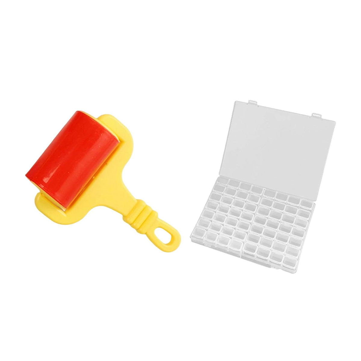 Fabloft Polymer Clay Roller With 56 Grids Beads Storage Box Random Color