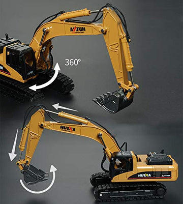 Gemini&Genius 2Pcs Construction Vehicle Toys Dump Truck and Excavator Set Heavy Metal 1/50 Scale Digger and Dumper Diecast Engin