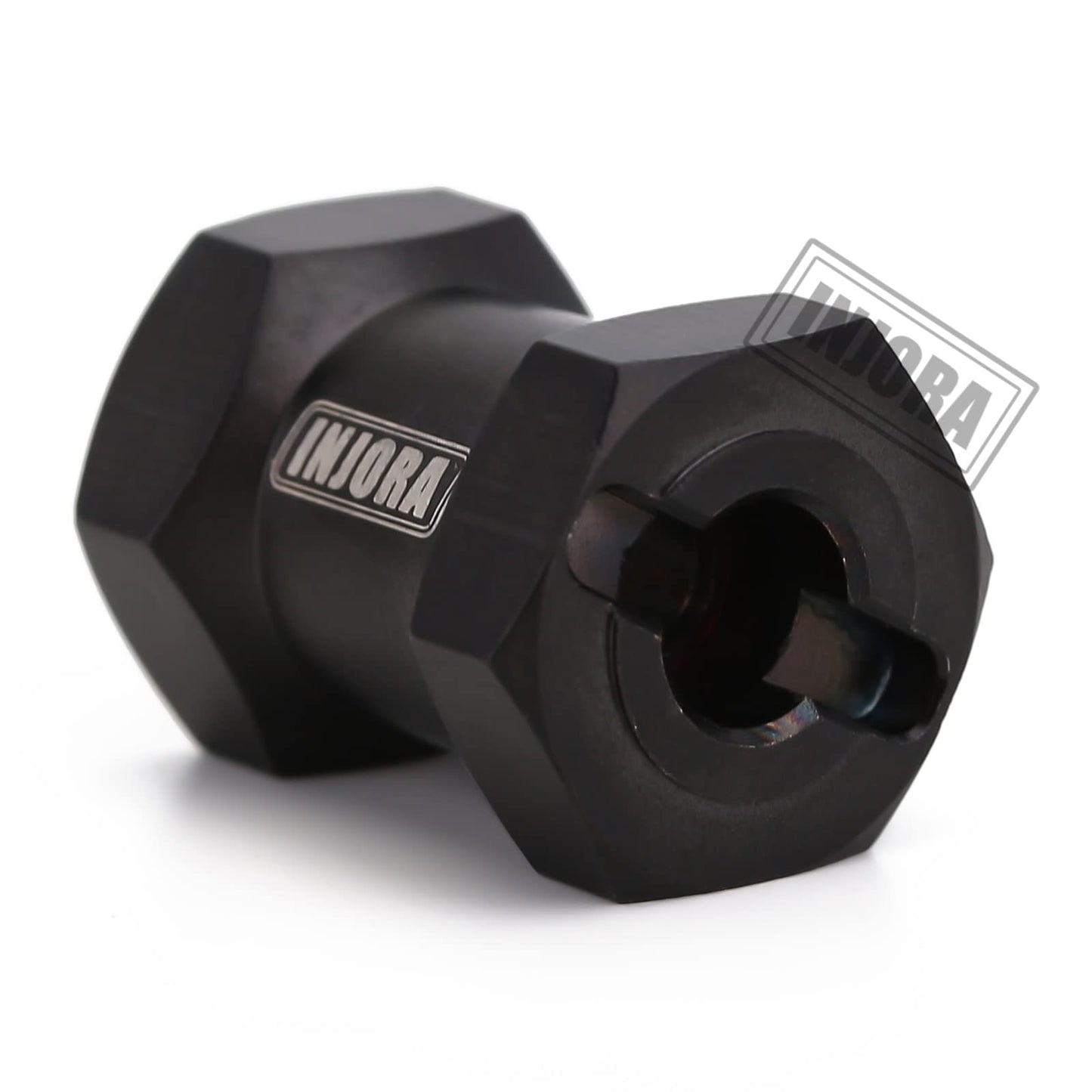 INJORA RC Hex Hub 12mm Brass Wheels Hex Hub Extension Black Hex Drive Adapter for 1/10 RC Crawler Axial SCX10 90046 D90 (15mm)