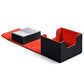 Zlca Card Deck Box With 2 Dividers For Mtg Cards, Large Horizontal Card Storage Box Fits 150+ Single Sleeved Cards, Pu Leather Commander Deck Box For Tcg Ccg (Black& Red)