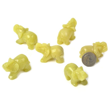 Carved Natural Olive Quartz Gemstone Elephant Healing Guardian Statue Figurine Crafts 2 Inch