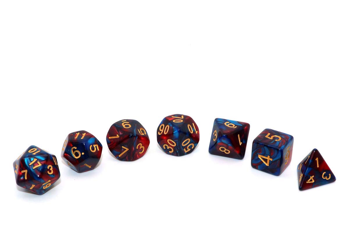 CREEBUY Red & Blue Polyhedral Dice Set for D&D, RPG, MTG - Resin D20, D12, D10, D8, D6, D4