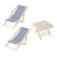 STOBOK Miniature Beach Chair & Table Mini Wooden Folding Beach Sunbath Chair 1:12 Miniature Wooden Lounge Chair and Beach Table Set for Dollhouse Decoration
