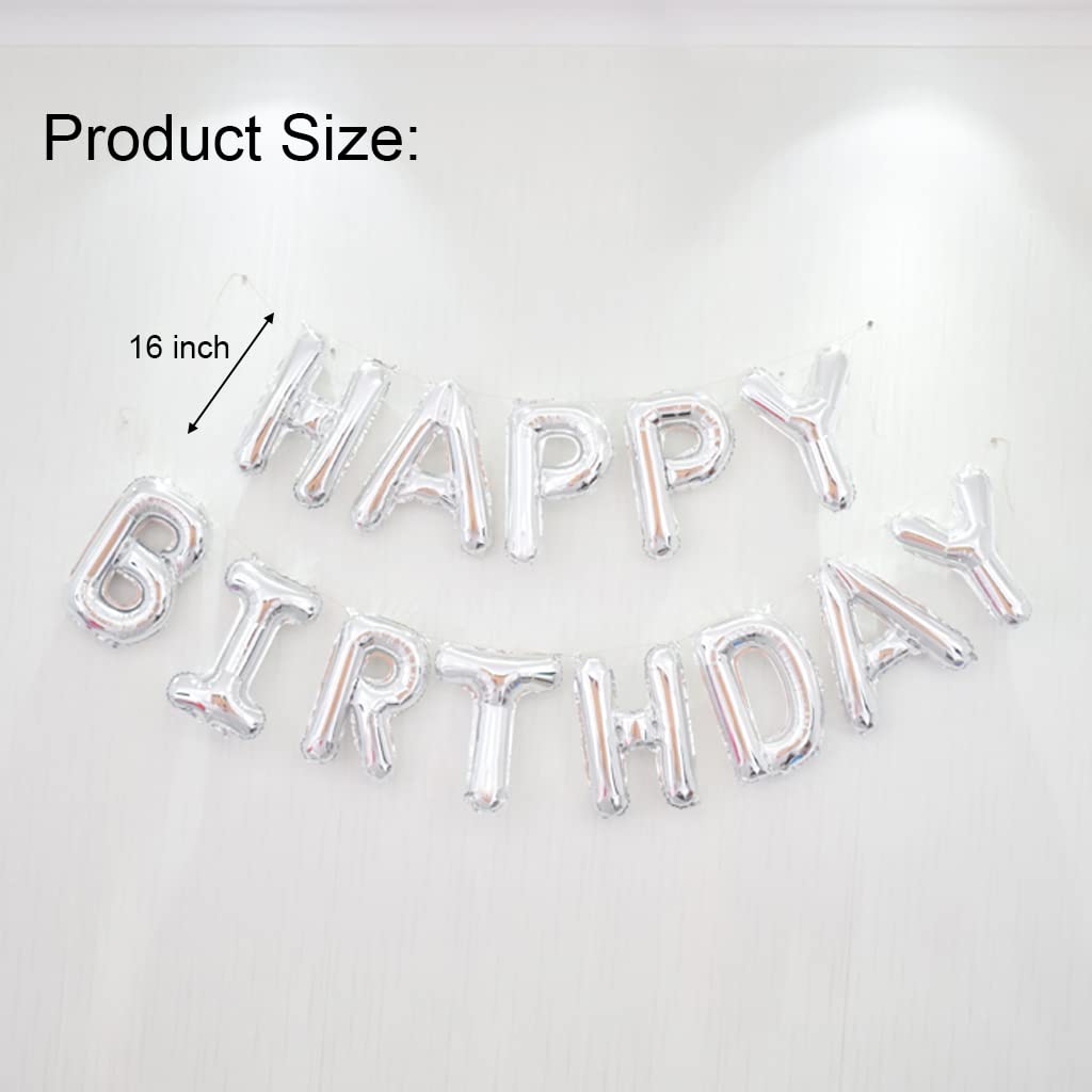 Happy Birthday Balloon Banner 40 Inch 13 Balloon Number 16 Inch Happy Birthday Letters Balloons Silver Foil Mylar Balloons For G