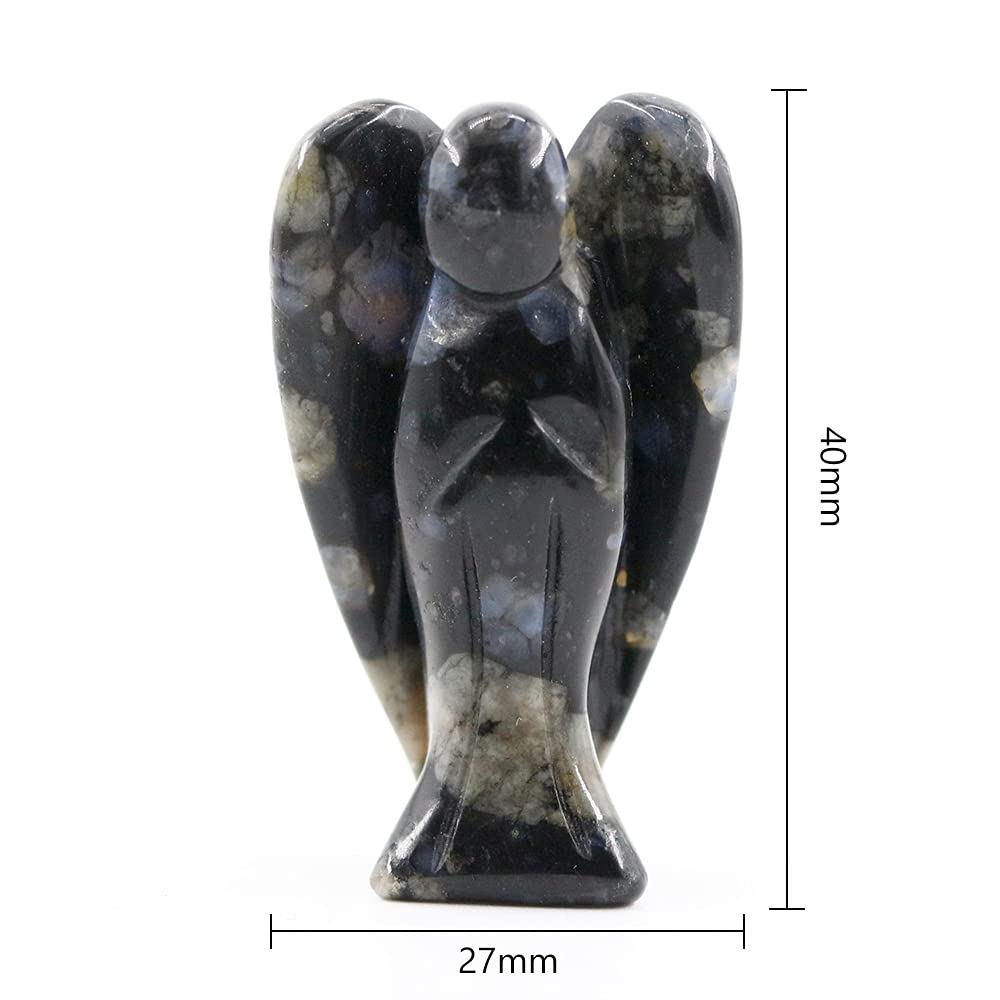 Ouubuuy Kambaba Crystal Angel Figurines Statues 4 pcs Natural Gemstone Carved Pocket Guardian Angel 1.5 inch for Healing Reiki S