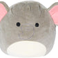 Squishmallow Kellytoy Mila 8 Inch Grey Elephant Squishy Plush Animal